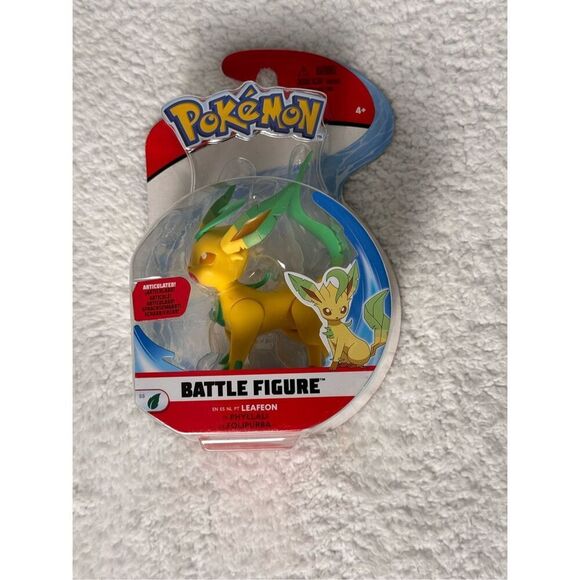 Pokemon Battle Figure Leafeon Articulated Battle 3" Jazzwares 2021/New - Picture 1 of 6